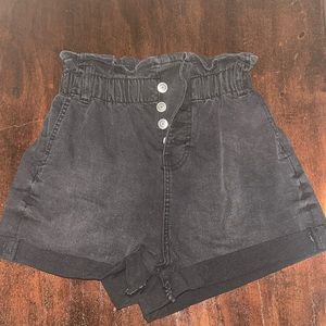 Black Button Highwaisted Shorts